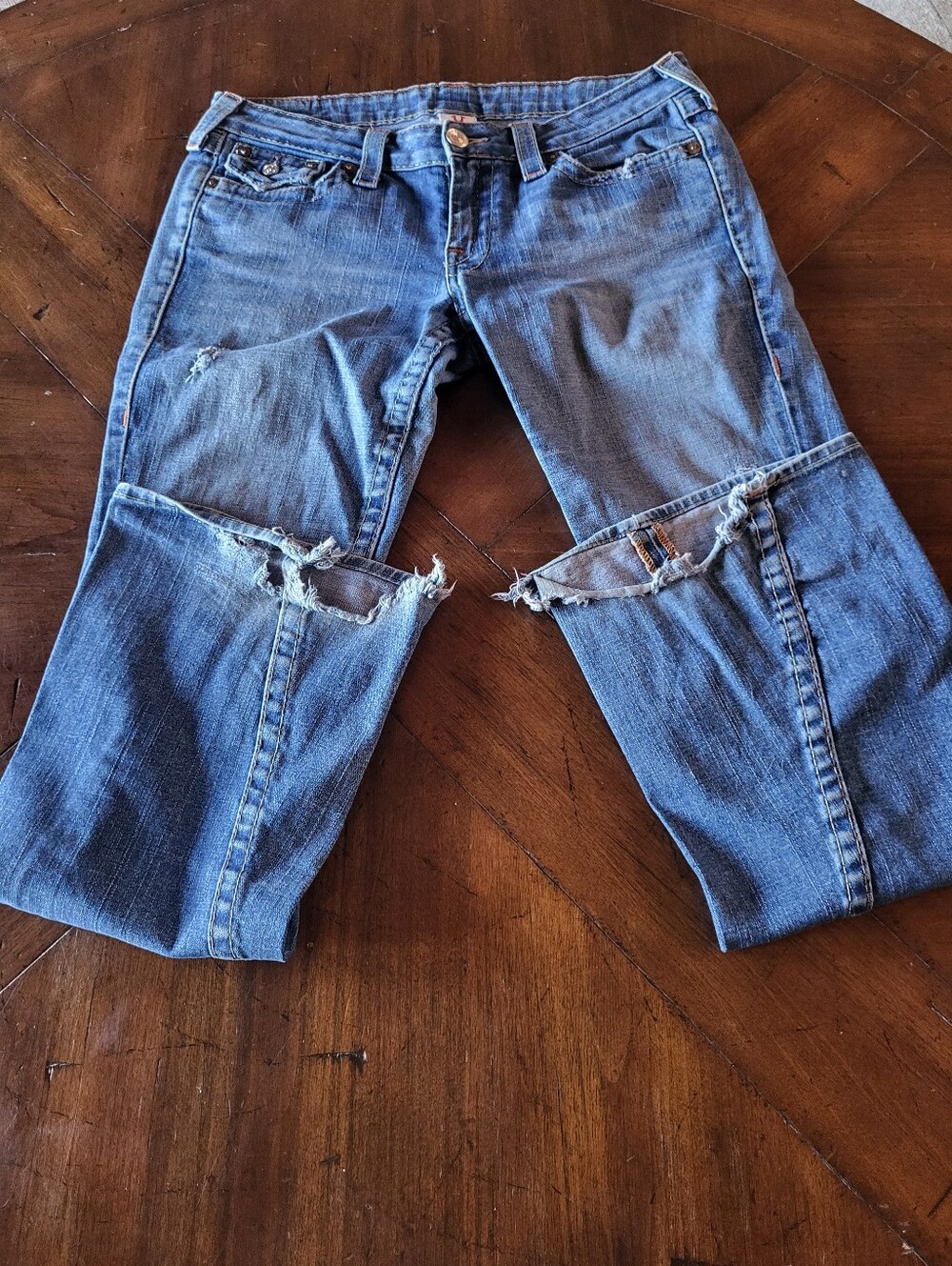 True Religion Blue Boot Cut Jeans with Signature Stitching - Picture 11 of 11
